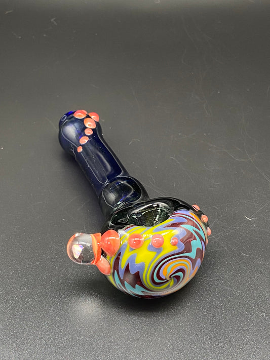 FunDumbMental Glass Cobalt Spoon w/ Dot accents and Opal.