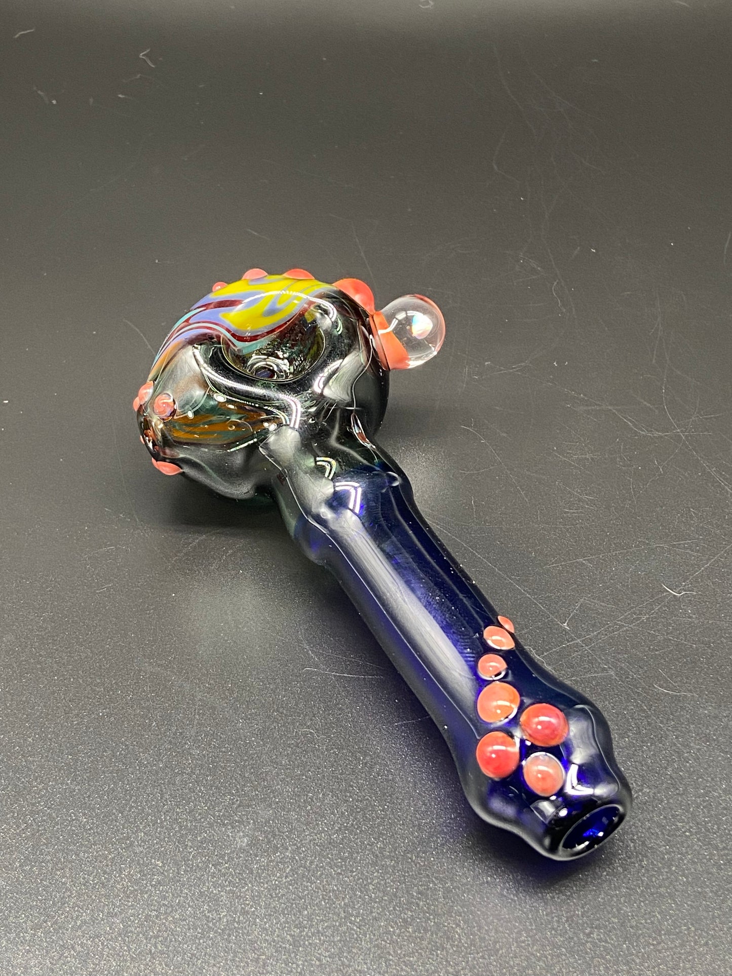 FunDumbMental Glass Cobalt Spoon w/ Dot accents and Opal.