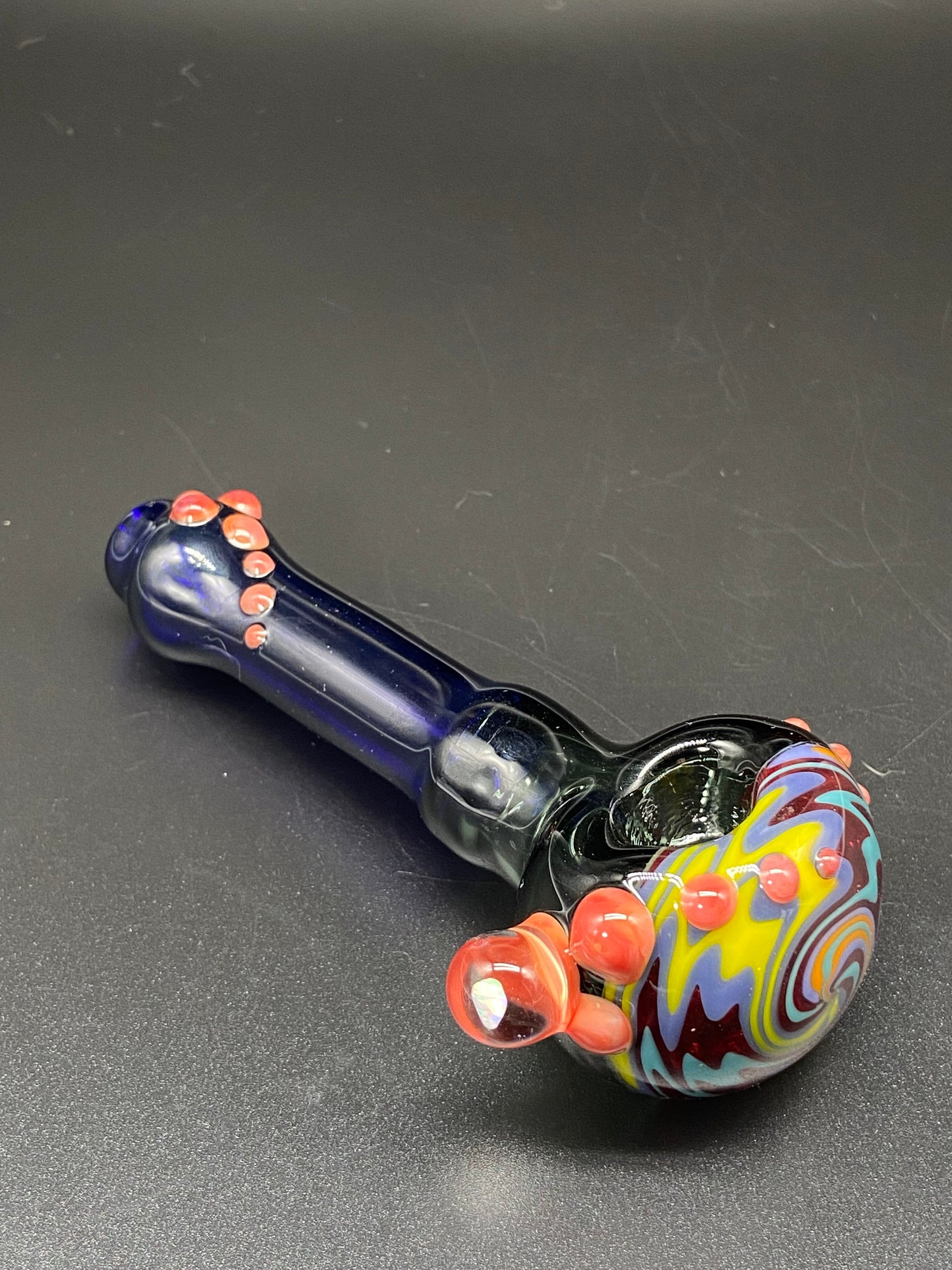 FunDumbMental Glass Cobalt Spoon w/ Dot accents and Opal.