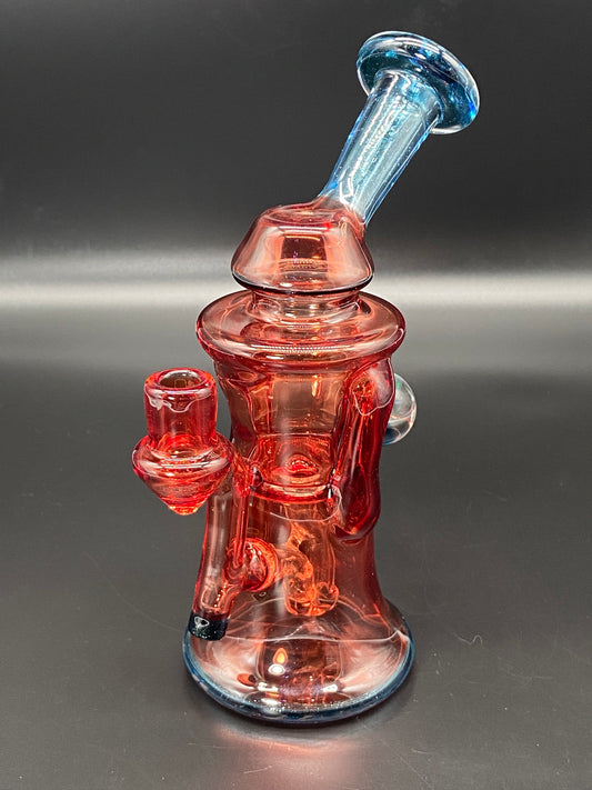 Djinn Glass Pomegranate and Blue Stardust Gillcycler with Opal