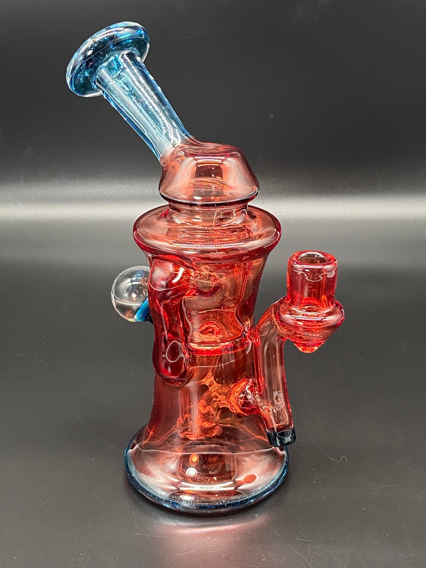 Djinn Glass Pomegranate and Blue Stardust Gillcycler with Opal