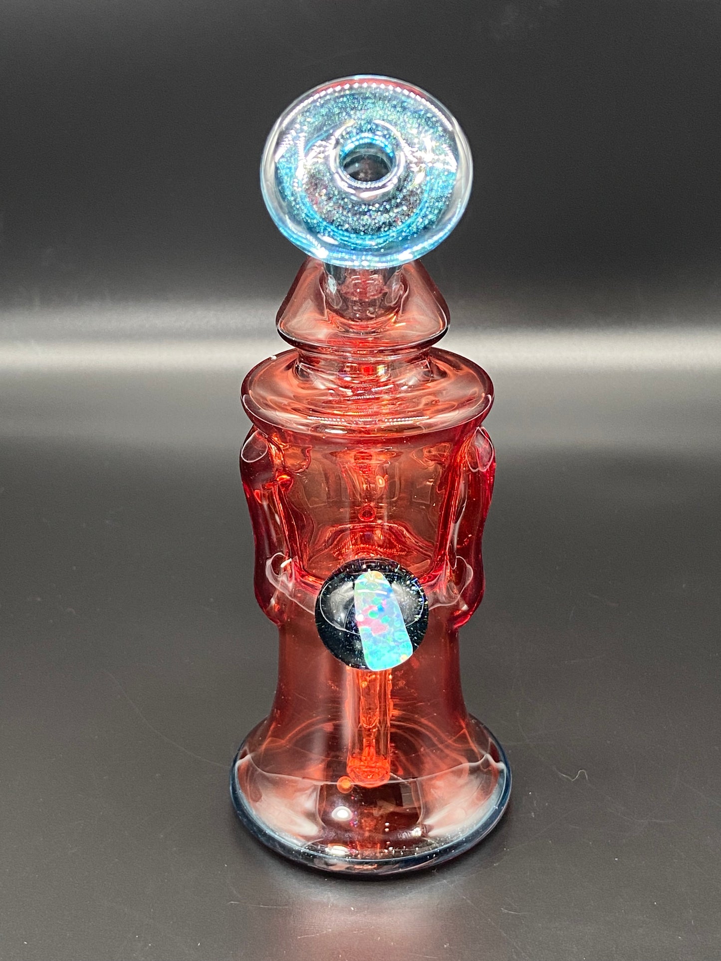Djinn Glass Pomegranate and Blue Stardust Gillcycler with Opal