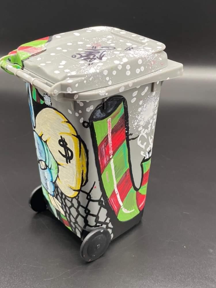 Custom Hand painted dab dumpster trash can by "ayan"