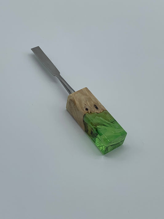 Kraken Dab Tools Titanium Tip w/ Wood and Green Resin Handle
