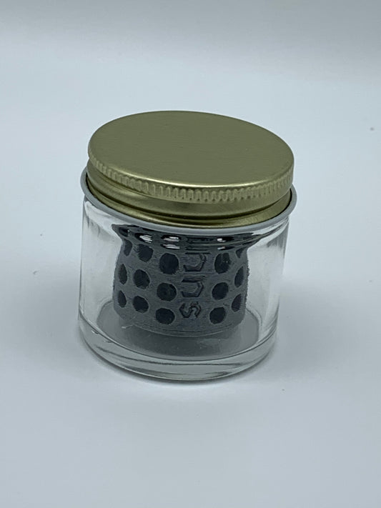 Kuhns Glass 1 ounce Jar and Strainer