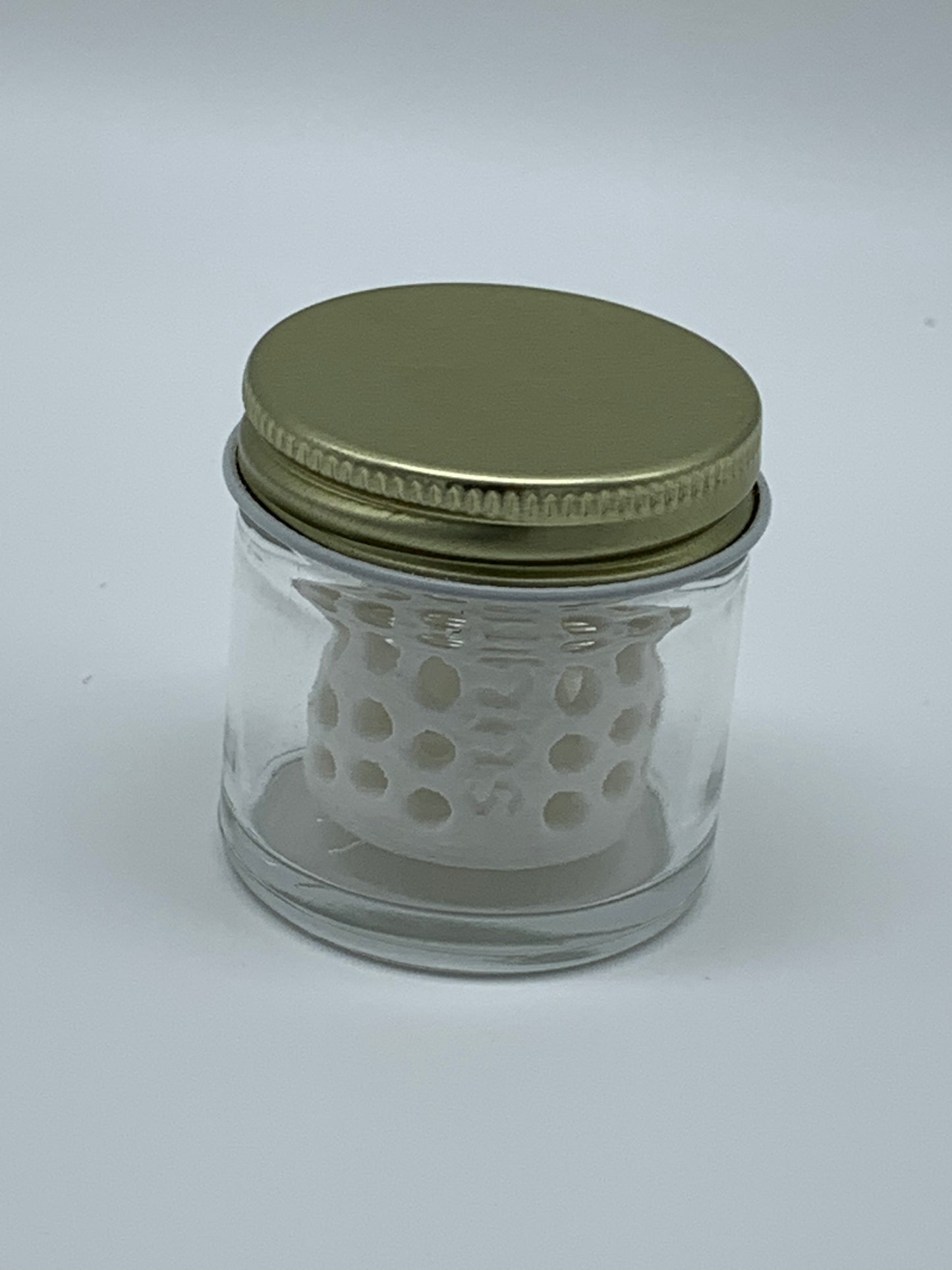 Kuhns Glass 1 ounce Jar and Strainer