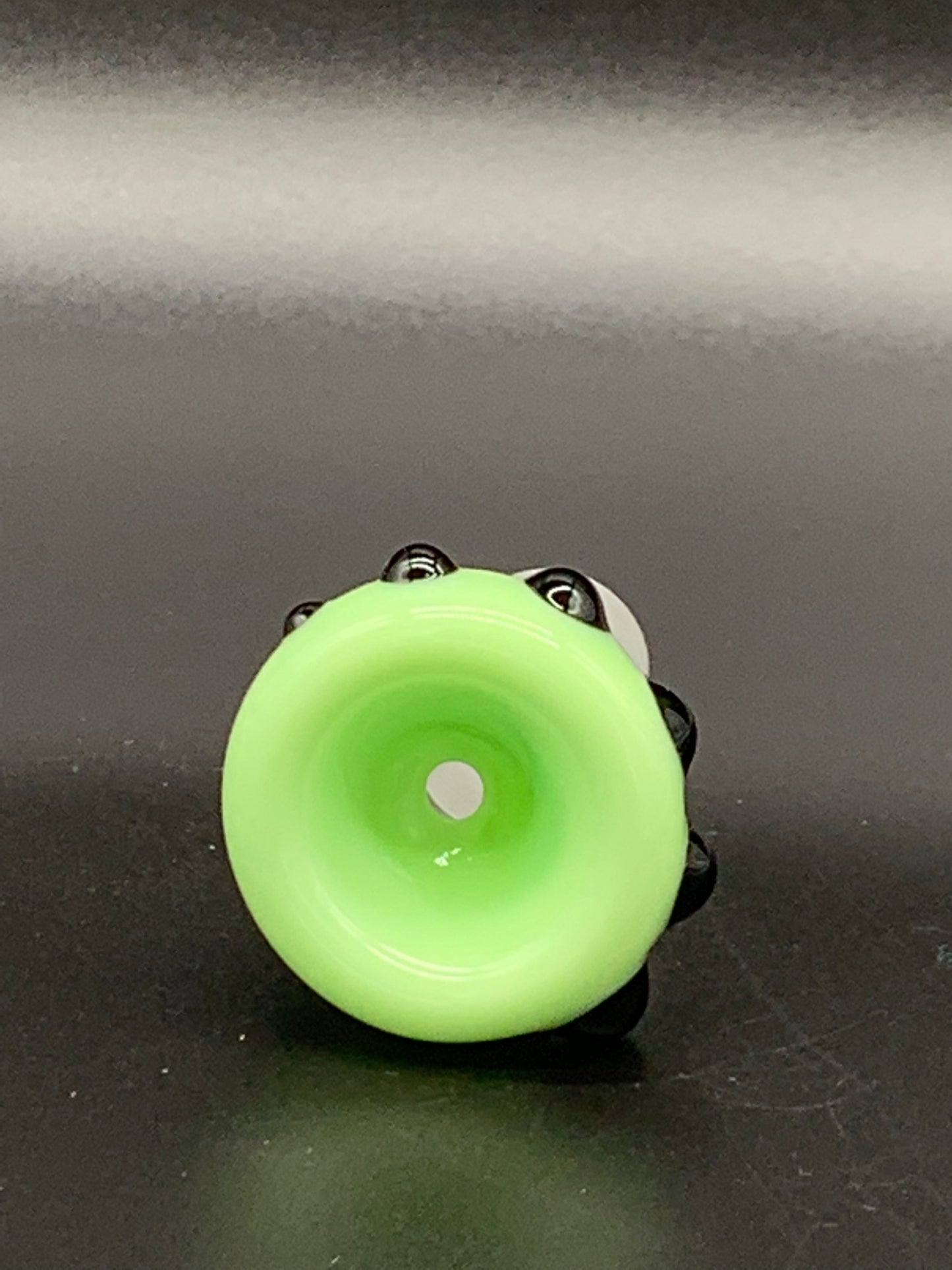 FunDumbMental Glass 18mm Green and Black Dot Accented Bowl