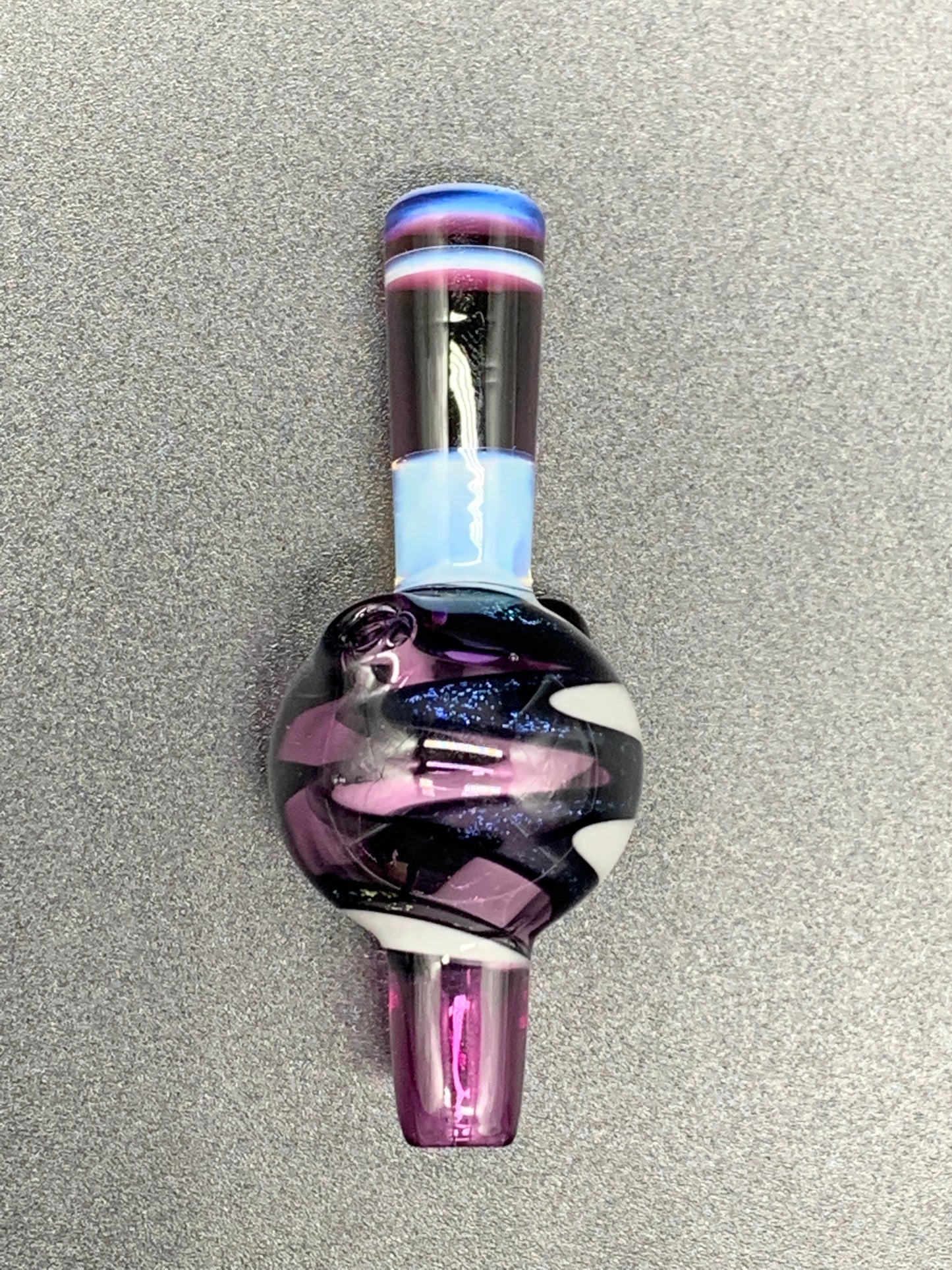 Gargamelt Glass Encalmo cap Royal Jelly, Ghost, and Dichro Wig Wag Bubble Cap