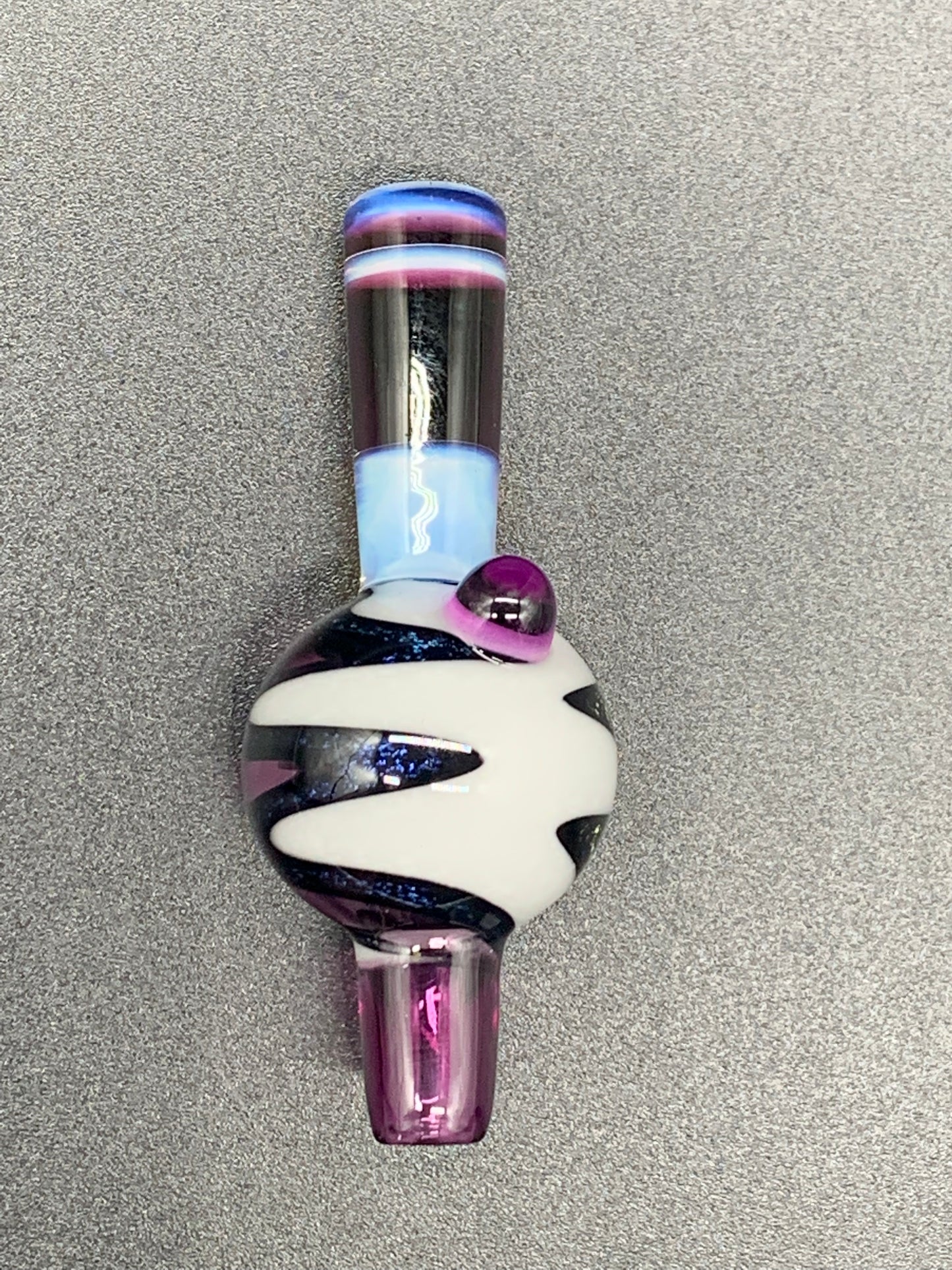 Gargamelt Glass Encalmo cap Royal Jelly, Ghost, and Dichro Wig Wag Bubble Cap