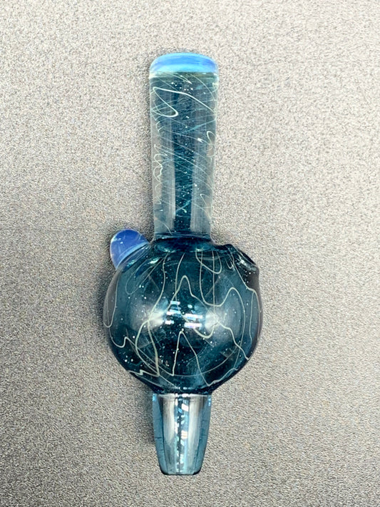 Gargamelt Glass Blue Stardust and Ghost Scribble Tech Bubble Cap