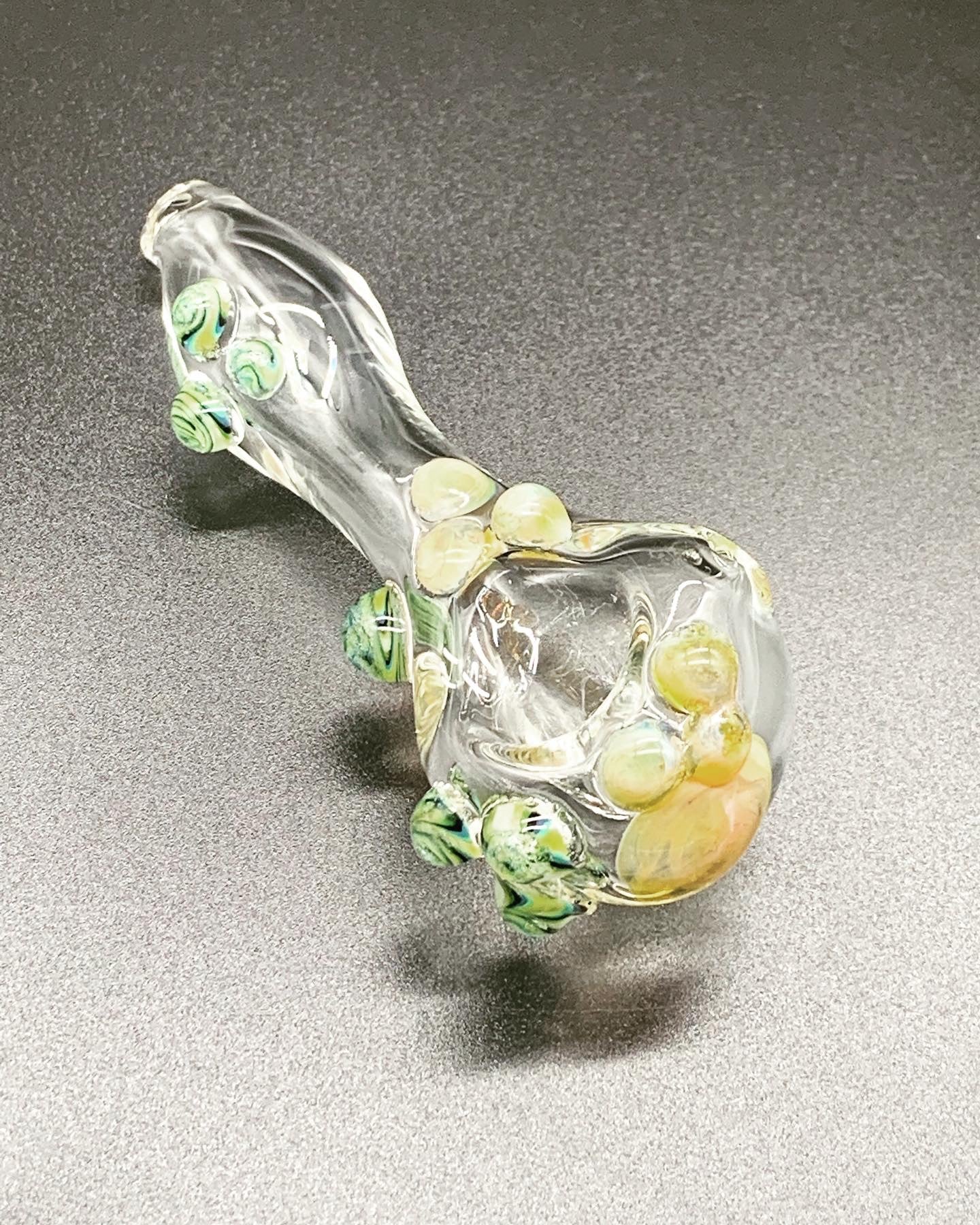 Outerlimits Glass pipe with Green and fumed dot accents