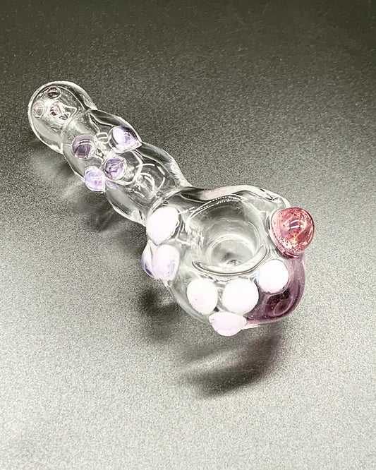 Outerlimits Glass White and purple dot accented pipe