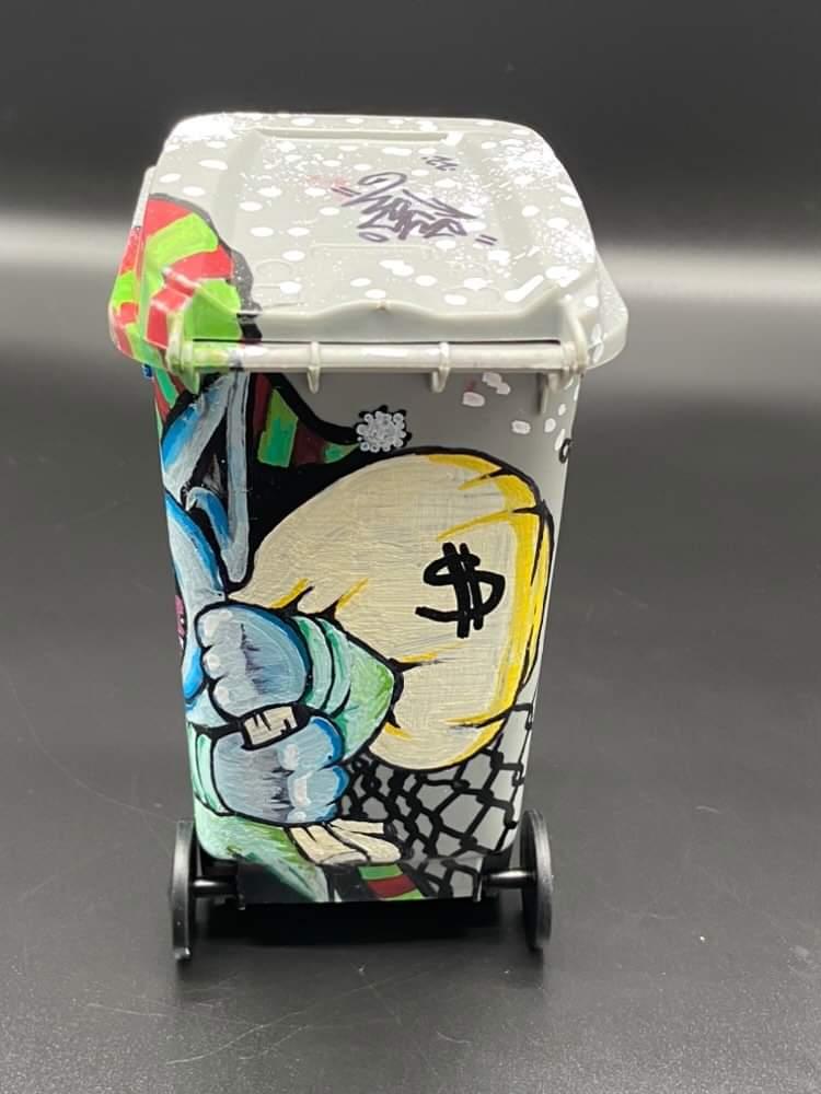 Custom Hand painted dab dumpster trash can by "ayan"