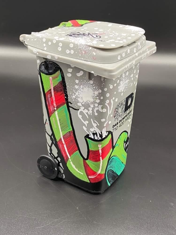 Custom Hand painted dab dumpster trash can by "ayan"